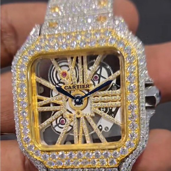 Cartier Diamond-Set Skeleton Watch in Gold Silver mossinate
